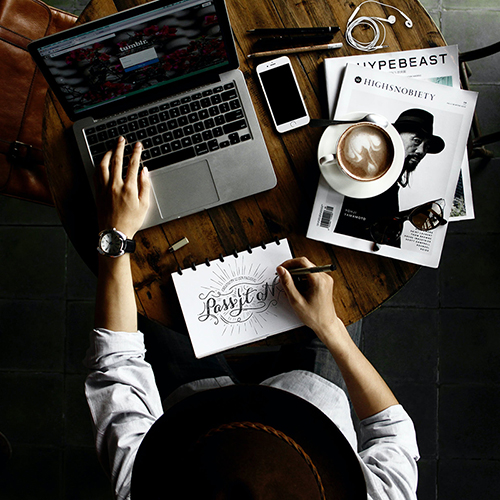 man working creatively